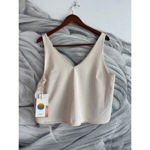 Vuori Villa Textured Crop Tank Milkweed Large NWT Cropped Sleeveless Top